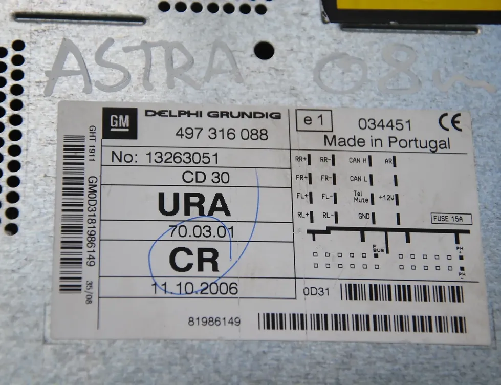 OPEL Astra H (2004-2014) Zenelejátszó GPS nélkül 497316088 1435372