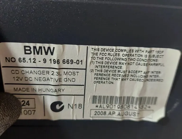 BMW 3 Series E90/E91/E92/E93 (2004-2013) CD-tár 6512919666901 34313475