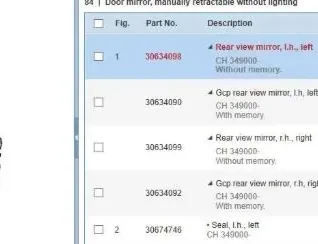 VOLVO V70 2 generation (2000-2008) Bal oldali visszapillantó tükör 30634098 34832306