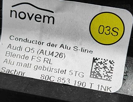 AUDI Q5 FY (2016-2024) Panel trim shield 80C853190T 30656266