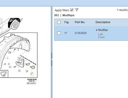 VOLVO S60 2 generation (2010-2020) Брызговик передний левый 31353520 32834972